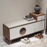 Minimalist Timber Shoe Bench in Nut-Brown